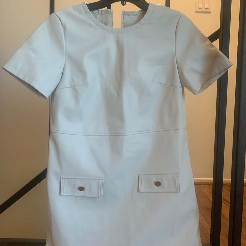 Anthropologie White Faux Leather Dress